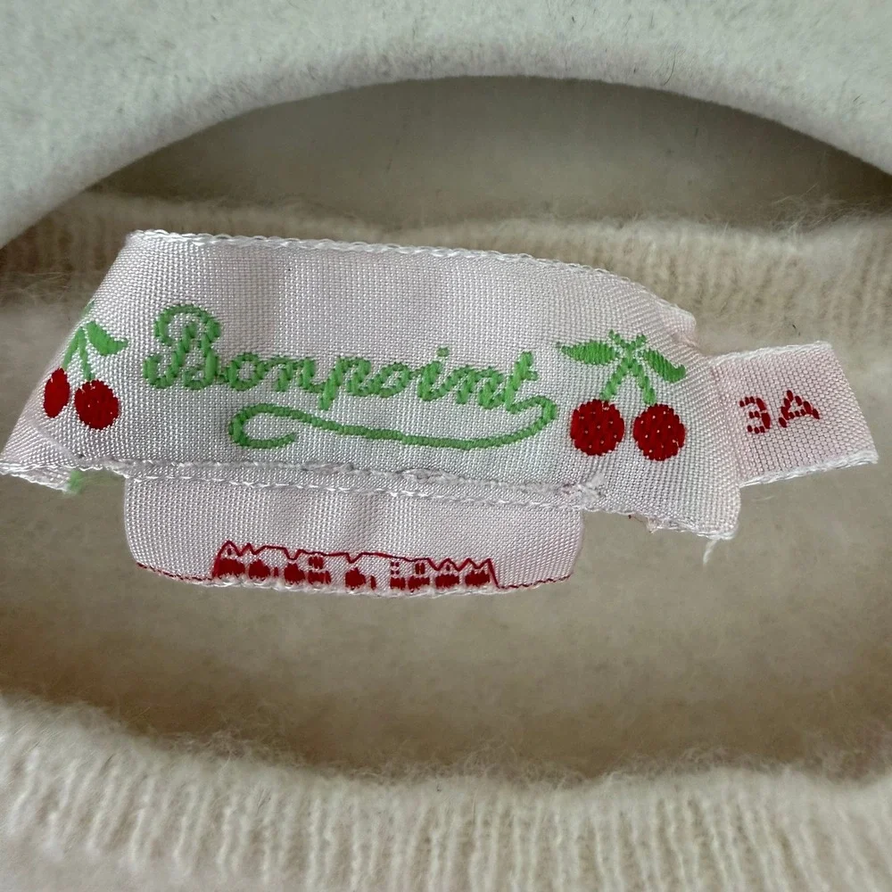 Bonpoint Toddler Cream 100% Cashmere Yellow Cherry Sweater Size 3A S03XJUK00003